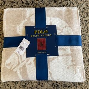Polo RALPH LAUREN Blanket Tan Plaid Polo Pony Player 50x70